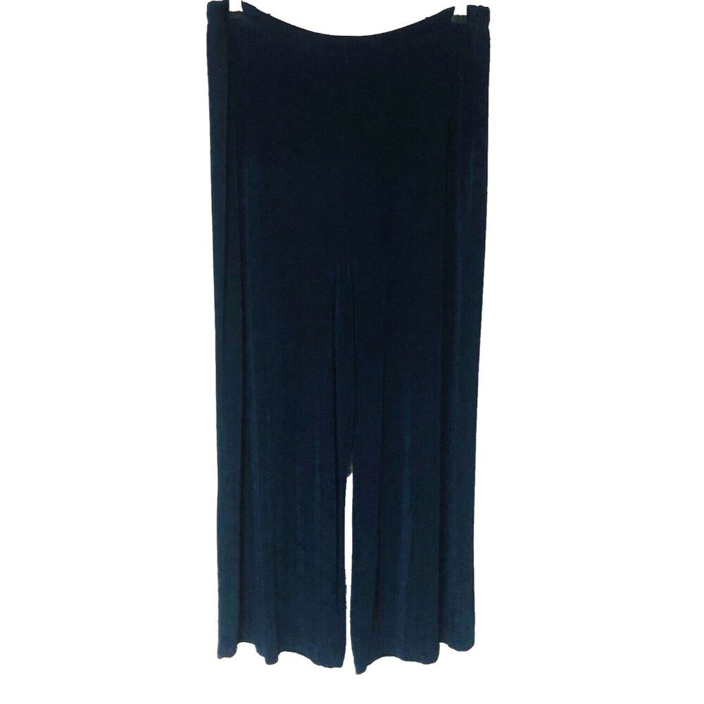 Vintage Citiknits Wide Leg Crop Pants Womens‎ XL Navy Slinky Minimalist